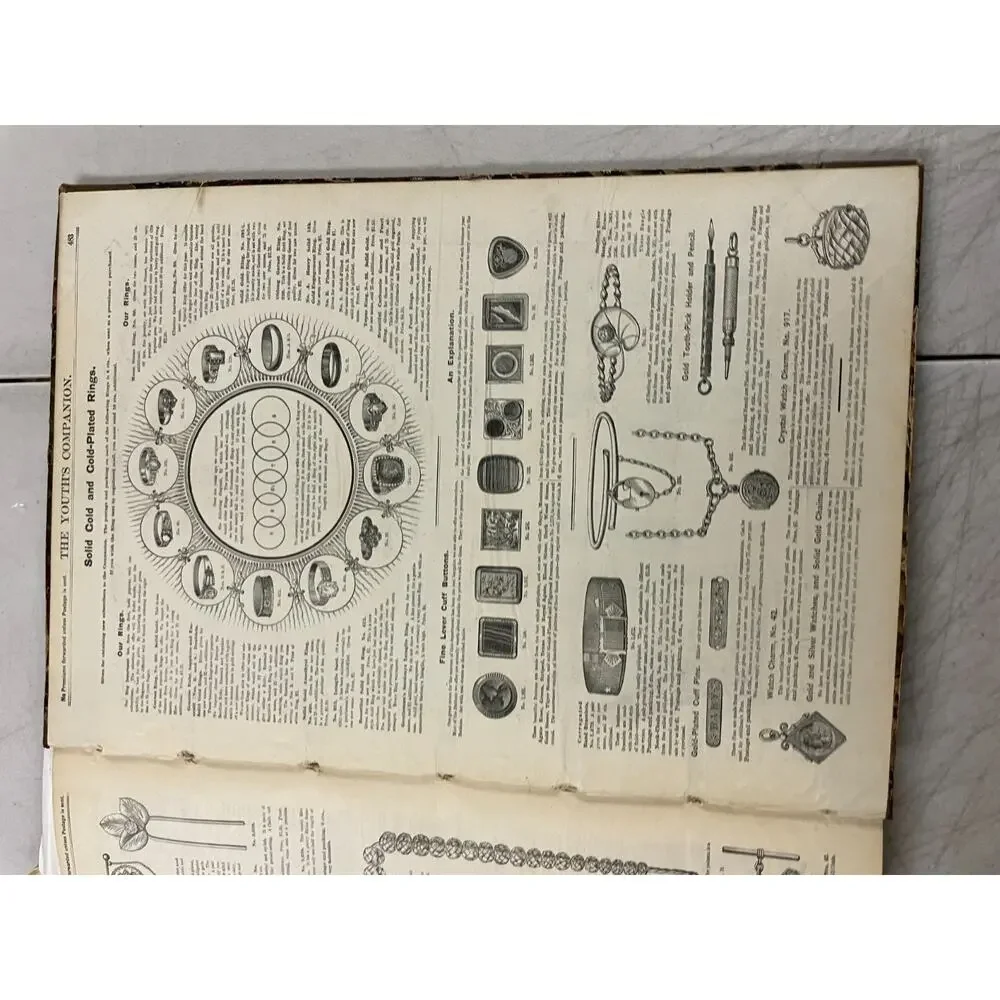 Antique 1880s Youths Companion Magazine Bound Volume Premium Issue Ads Victorian